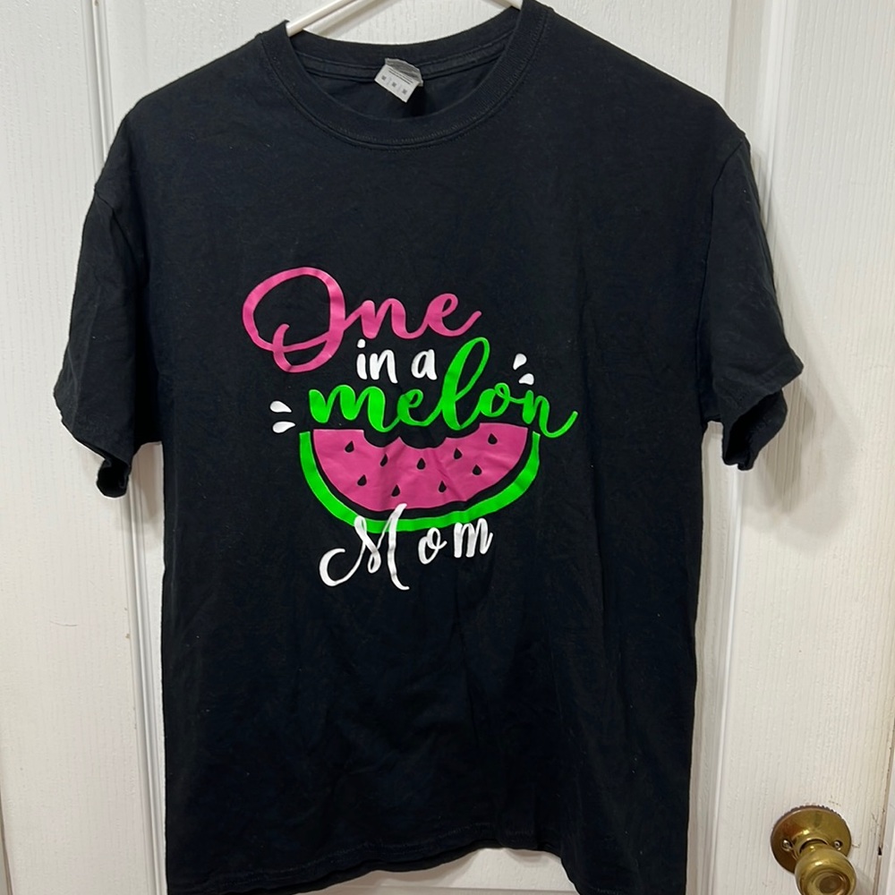 One in a Melon Mom Black Tee